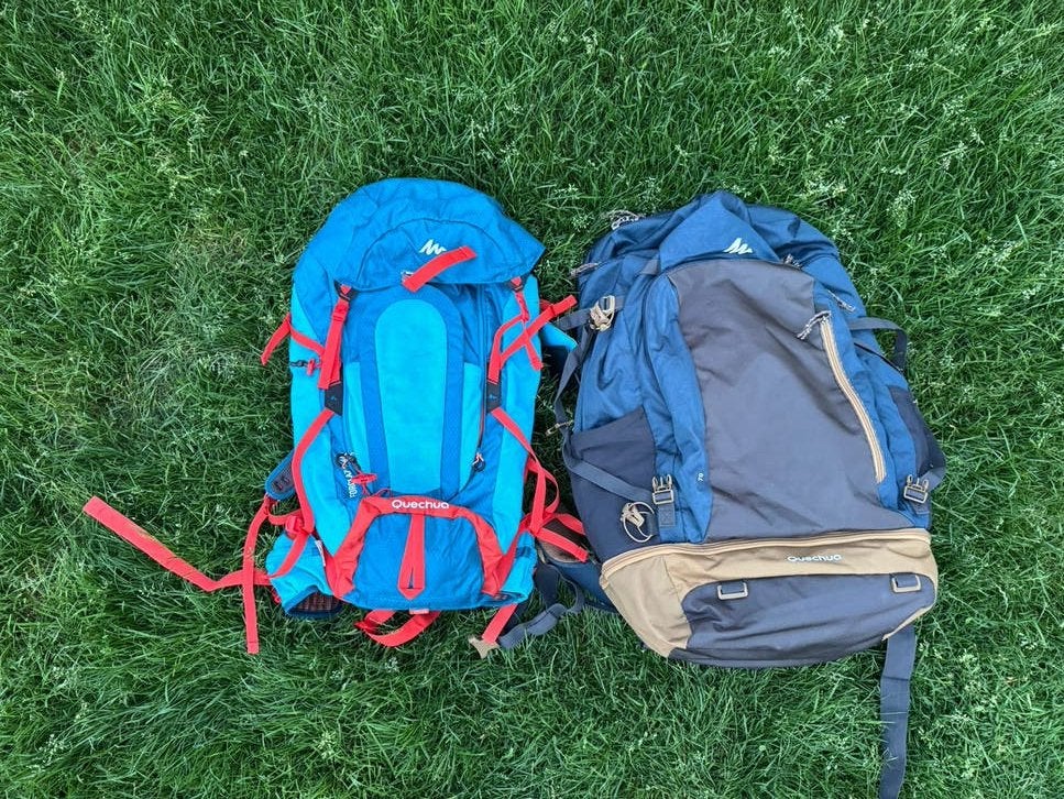 Quechua Forclaz backpack 70 liter & 30 liter + extra’s, 40 cm of meer, Zo goed als nieuw, 60 cm of meer, Ophalen