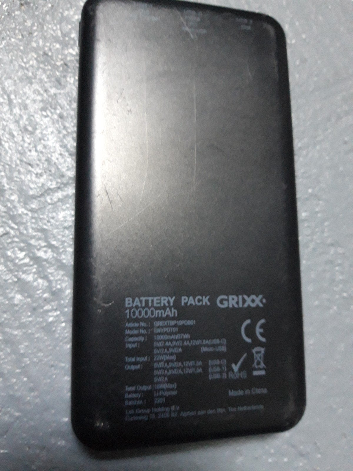 GRIXX Powerbank 10000mAh - Zwart, Ophalen of Verzenden, Gebruikt, GRIXX