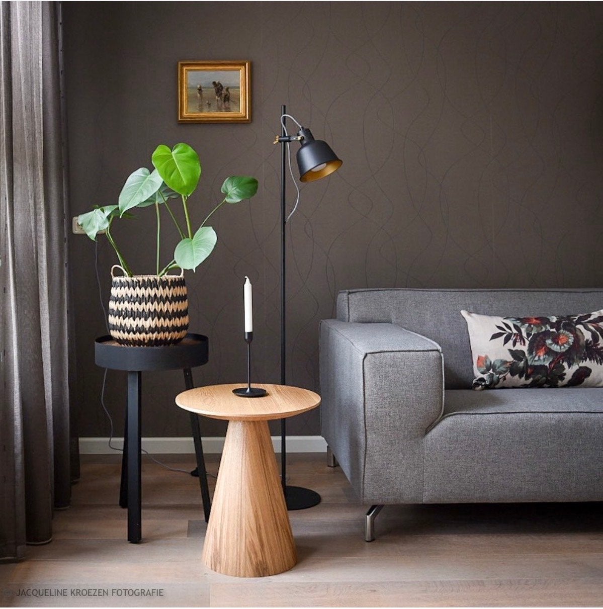 Stijlvolle blank houten bijzettafel, 45 tot 60 cm, Minder dan 55 cm, Gebruikt, Rond