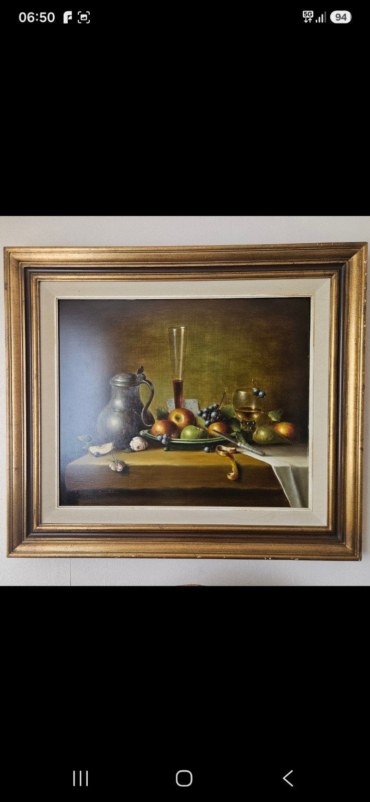 Schilderij van Johannes Eerdmans - Stilleven met fruit, Antiek en Kunst, Doek, Realistisch, Ophalen of Verzenden, Olieverf