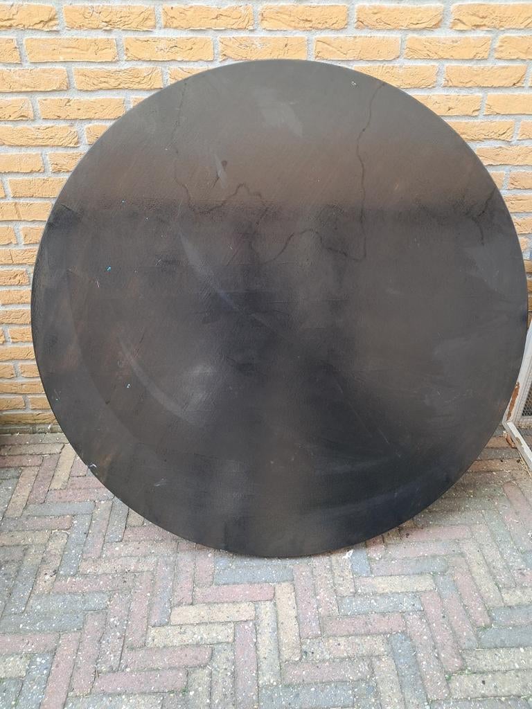 Rond tafelblad 120 cm - Zwart/Houtlook, Huis en Inrichting, Tafelonderdelen, Ophalen, Gebruikt, Rond, 100 tot 150 cm