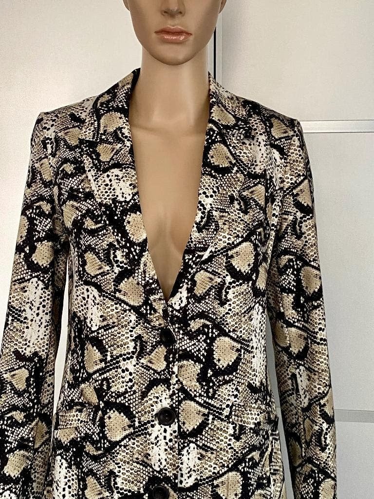 K148 Nieuw: maat S=36 lang jasje blazer colbert beige/wit/, Beige, Nieuw, Ophalen of Verzenden, Jasje