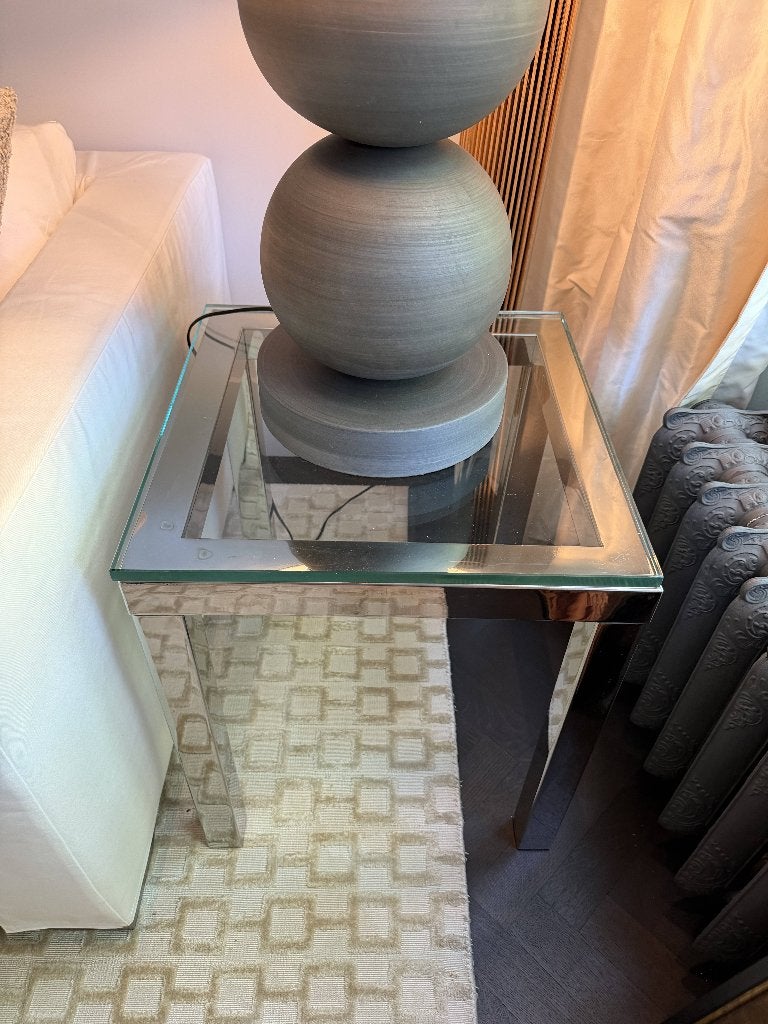 Rvs + glasplaat bijzettafel te koop, Ophalen, Minder dan 55 cm, Metaal of Aluminium, Vierkant