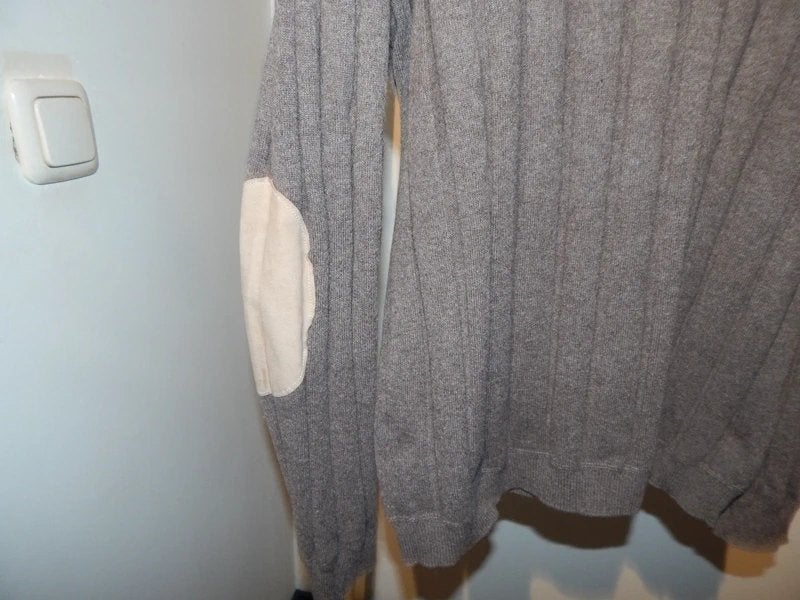 Brunello Cucinelli cashmere trui leren armlappen IT 56, Bruin, Verzenden, Overige maten, Brunello Cucinelli