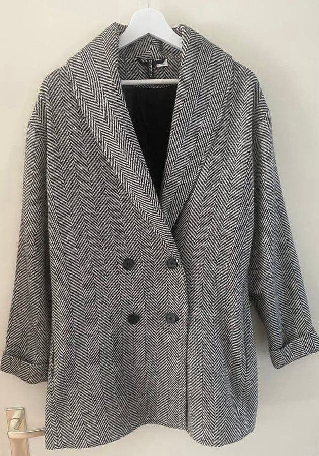 H&M double breasted oversized jas, maat M, grijs, nieuw, Maat 38/40 (M), H&M Divided, Nieuw, Ophalen of Verzenden
