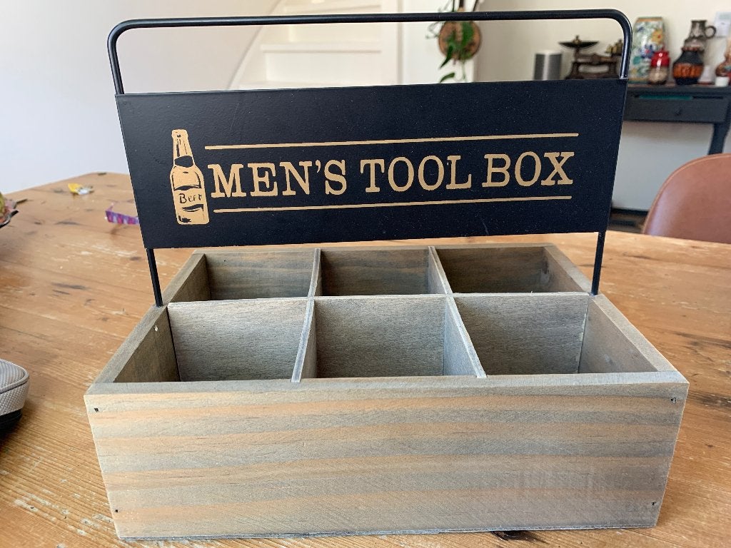 Men's Tool Box houten bierkrat / cadeauverpakking 6 flessen, Verzamelen, Biermerken, Ophalen, Nieuw, Flesje(s), Overige merken