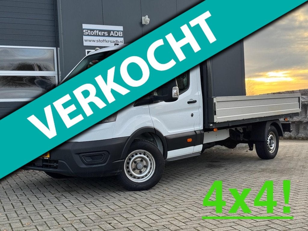 Ford Transit 350 2.0 TDCI 131pk L3 AWD 4x4 Pick-up | Trekhaa, Keurmerk '100% Onderhouden', Stof, Zwart, 4 cilinders