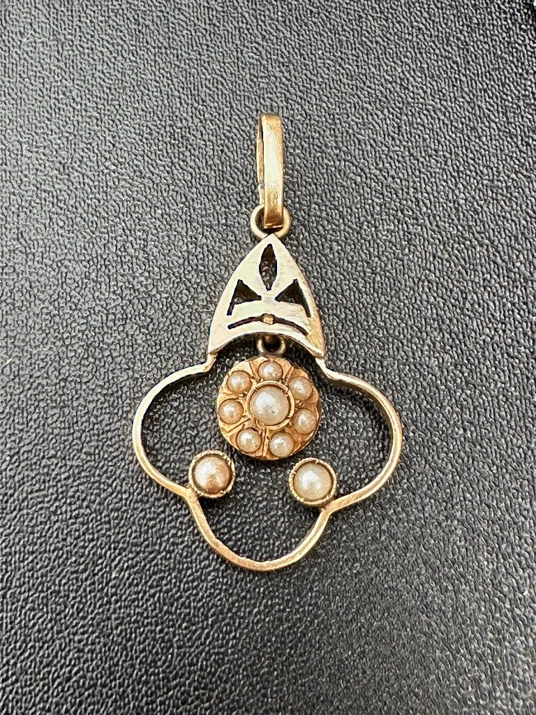 Gouden hanger 14K, Sieraden, Tassen en Uiterlijk, Antieke sieraden, Ophalen of Verzenden, Goud, Hanger, Met edelsteen