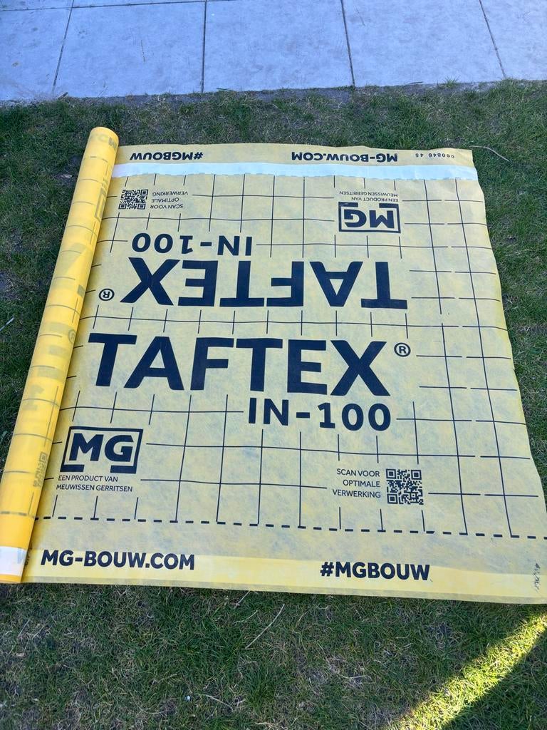 Taftex IN-100 Folie - Dampremmende folie voor bouw, Doe-het-zelf en Verbouw, Zeil en Folie, Ophalen of Verzenden, Nieuw, 15 m² of meer
