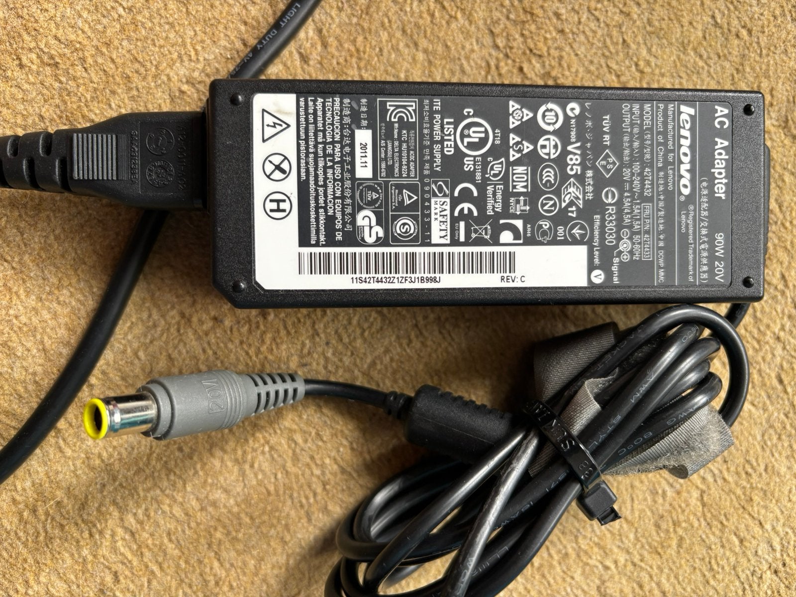 Lenovo laptop lader 42T4432 - 20V / 4.5A, Computers en Software, Laptop-opladers, Ophalen of Verzenden, Zo goed als nieuw