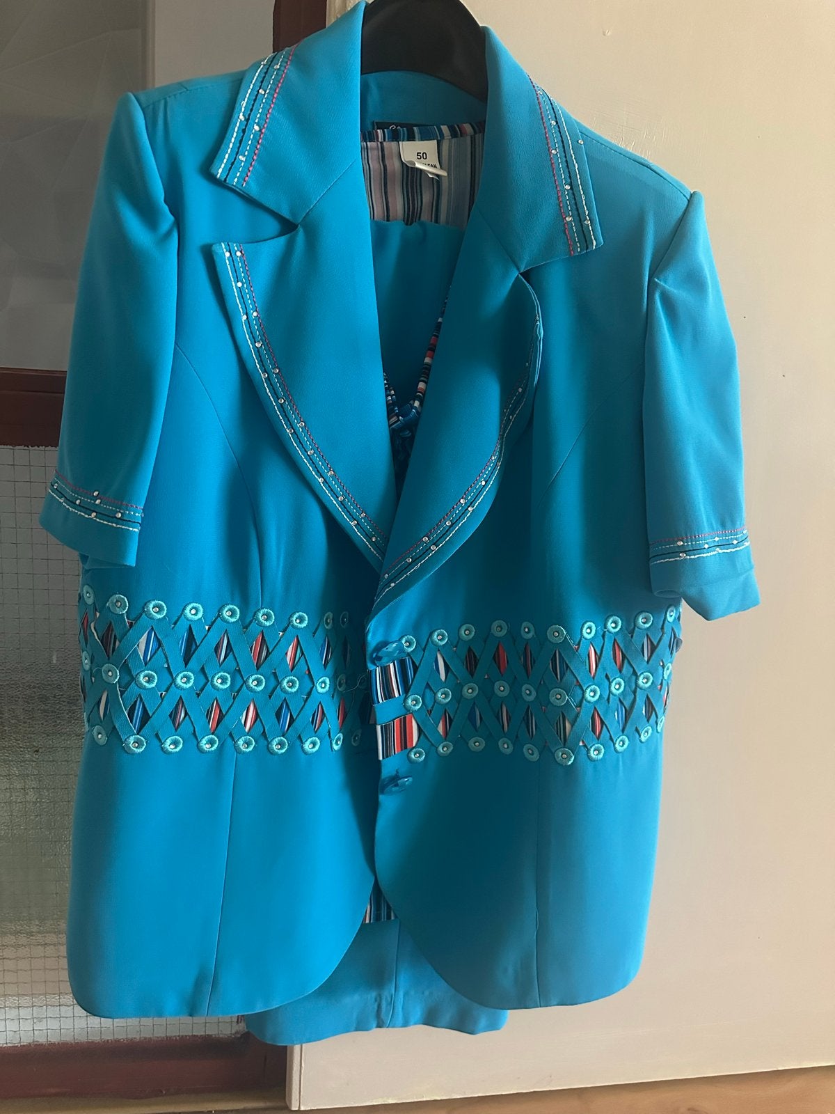 4 bijna nieuwe kleren maat 48 en 50, Kleding | Dames, Jasjes, Kostuums en Pakken, Kostuum of Pak, Blauw, Maat 46/48 (XL) of groter