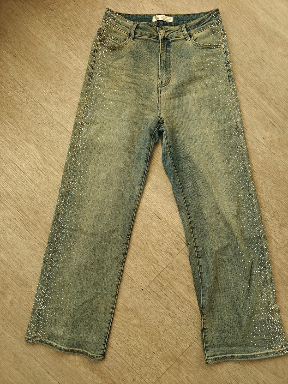 Broek met steentjes zgan maat 42, Ophalen of Verzenden, Zo goed als nieuw, Blauw, W33 - W36 (confectie 42/44)