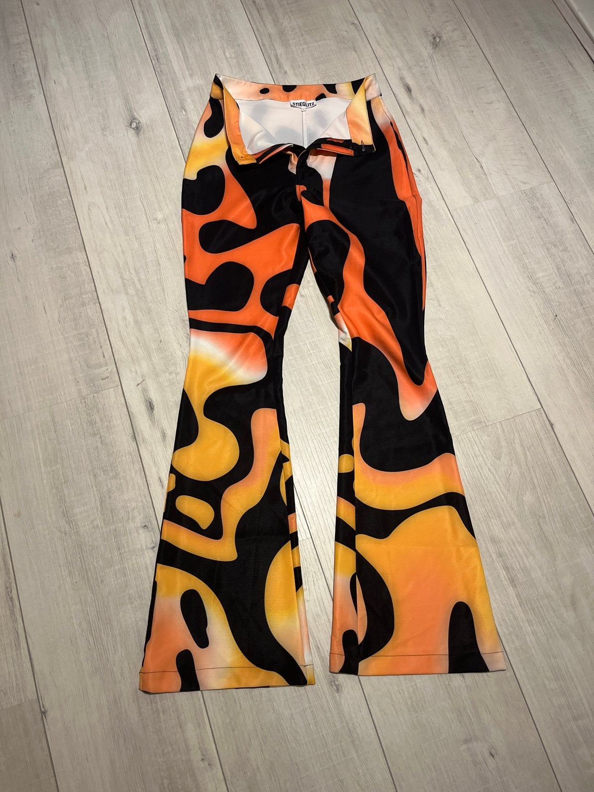 Stieglitz flared broek met print - Maat 40, Kleding | Dames, Maat 38/40 (M), Oranje, Ophalen of Verzenden, Lang