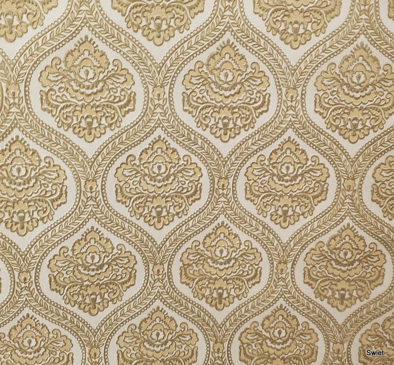 13109 oud klassiek barok behang van Leyland swiet, Verzenden, Beige