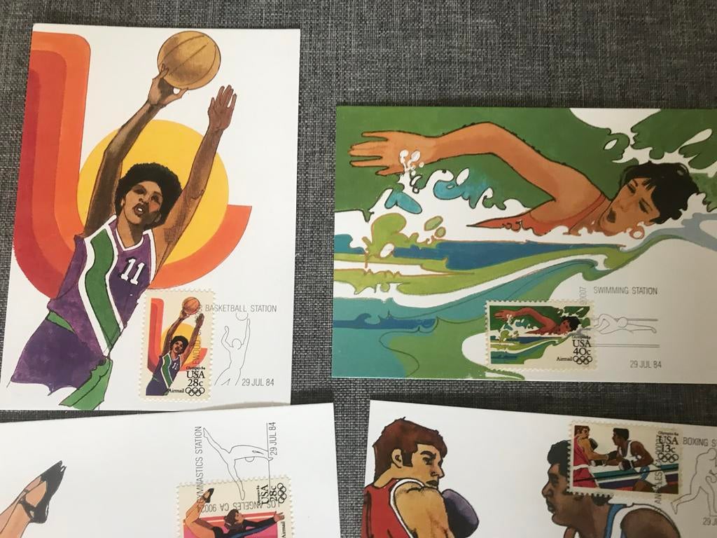 Olympische Spelen 1984 Los Angeles - Set van 10 kaarten, Verzamelen, Ophalen of Verzenden, 1980 tot heden, Ongelopen, Sport en Spel