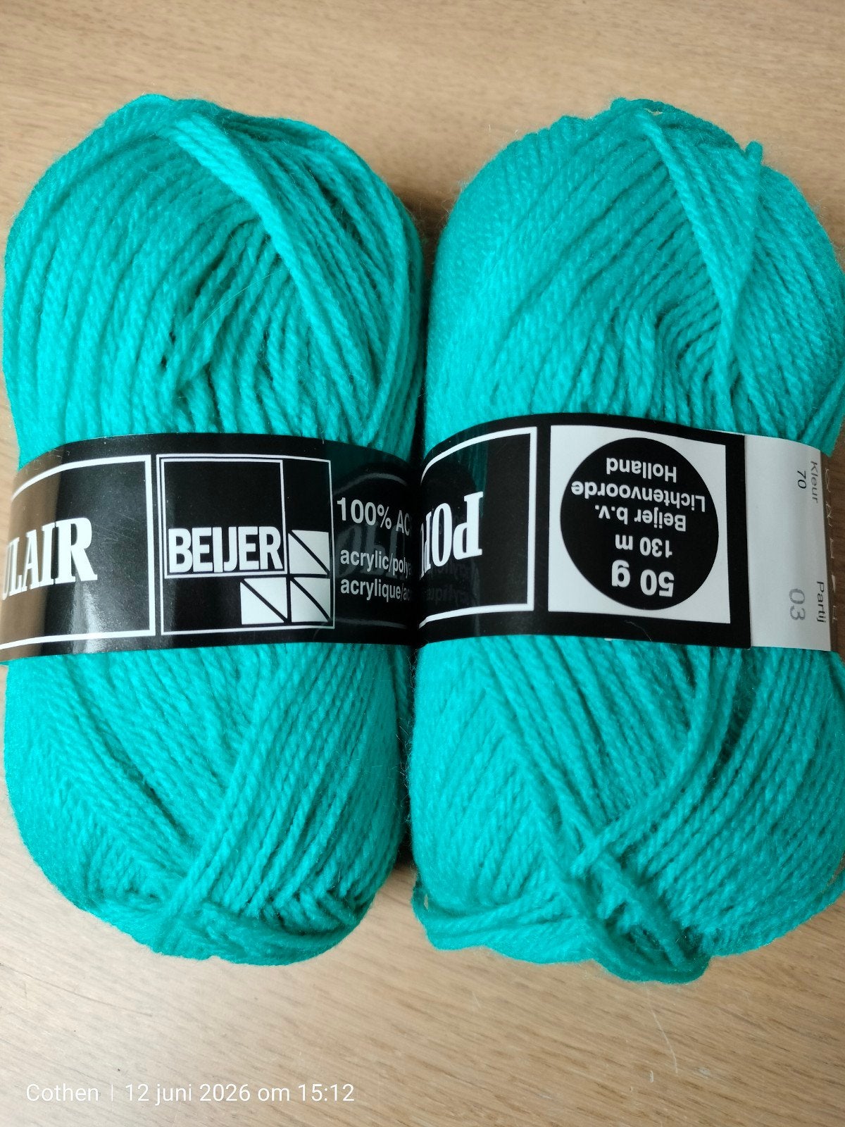 2 bollen Beijer Polair acryl garen - Kleur 70, Ophalen of Verzenden, Nieuw, Breien of Haken, Wol of Garen
