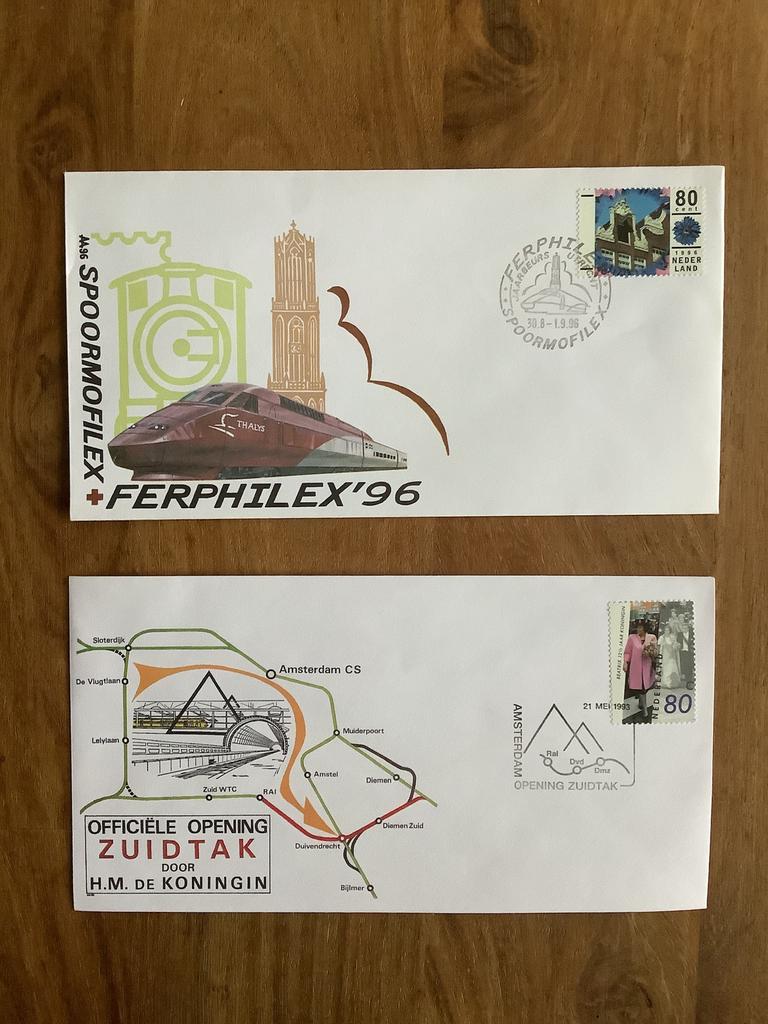 Spoorweg postzegel enveloppen Nederland, Ophalen of Verzenden, Na 1940, Gestempeld