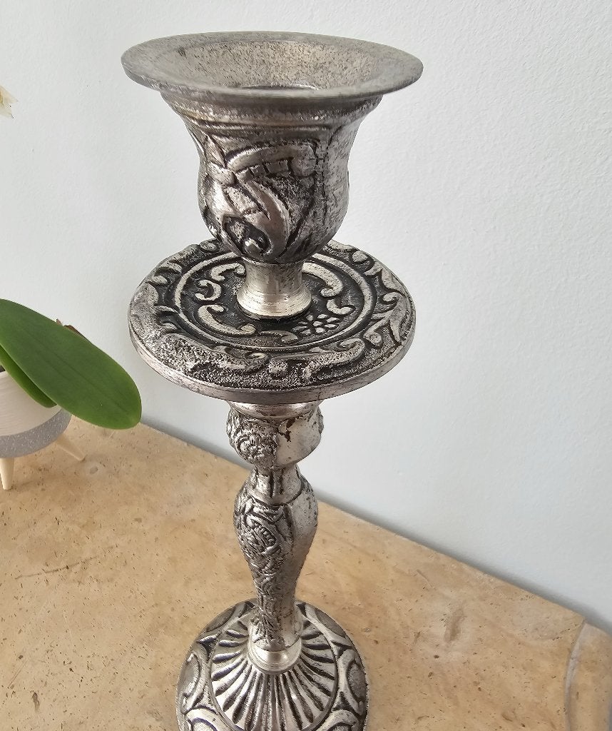 Stevige Barok Kandelaar (baluster-model) – 28 cm hoog, Ophalen of Verzenden, Zilver, Metaal, Kandelaar