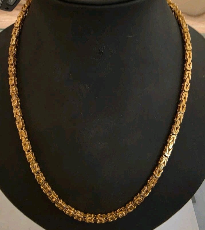 14 karaats gouden vierkante koningsschakel ketting geelgoud, Verstelbaar, Ophalen of Verzenden, Zo goed als nieuw, Goud