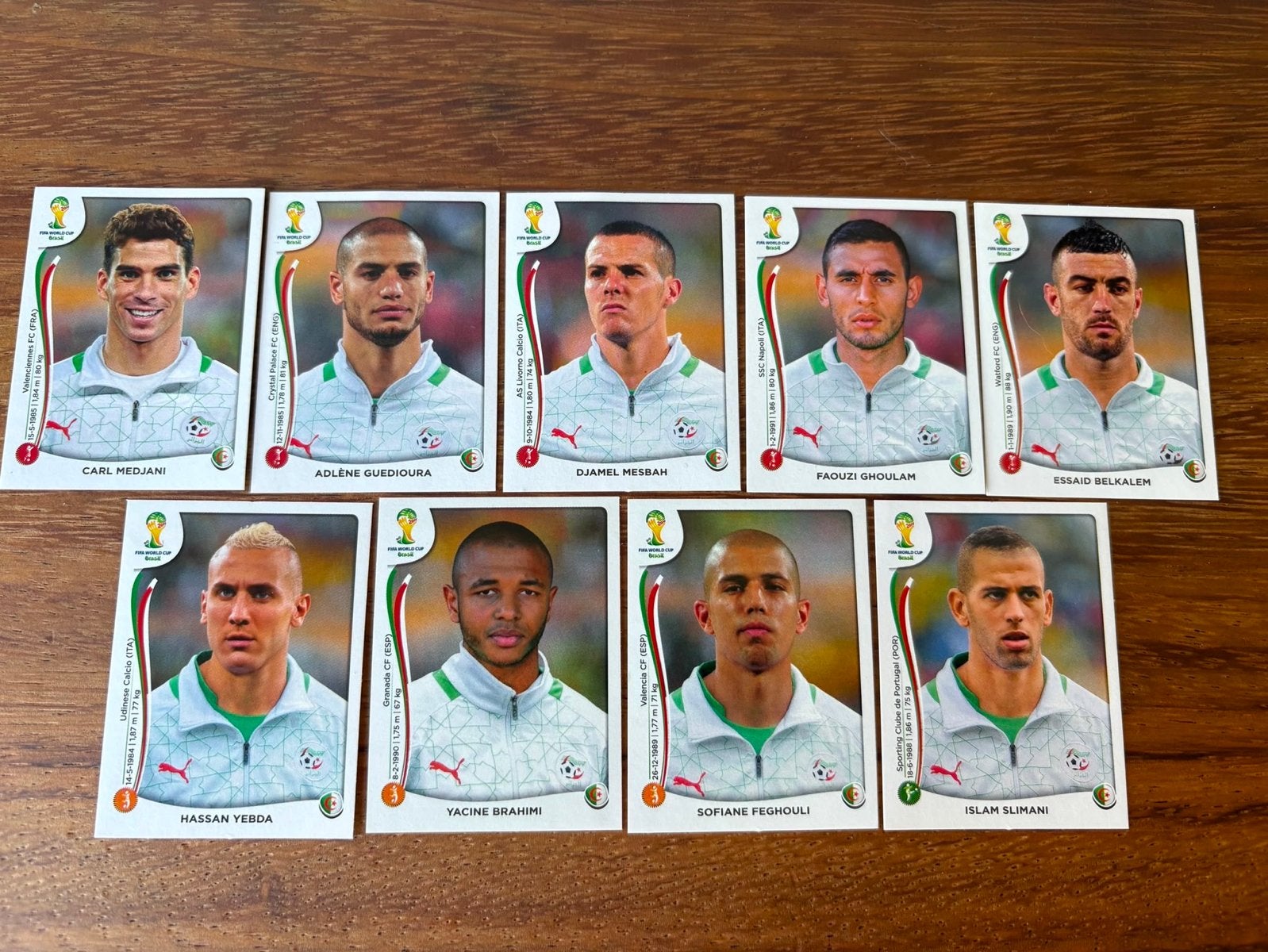 Panini WK 2014 Algerije Spelerskaarten - Set van 10, Ophalen of Verzenden, Zo goed als nieuw, Overige sporten, Spelerskaart