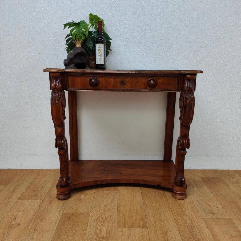Vintage landelijke sidetable muurtafel bijzettafel Notenhout, Huis en Inrichting, Tafels | Sidetables, Valkenswaard, Gebruikt