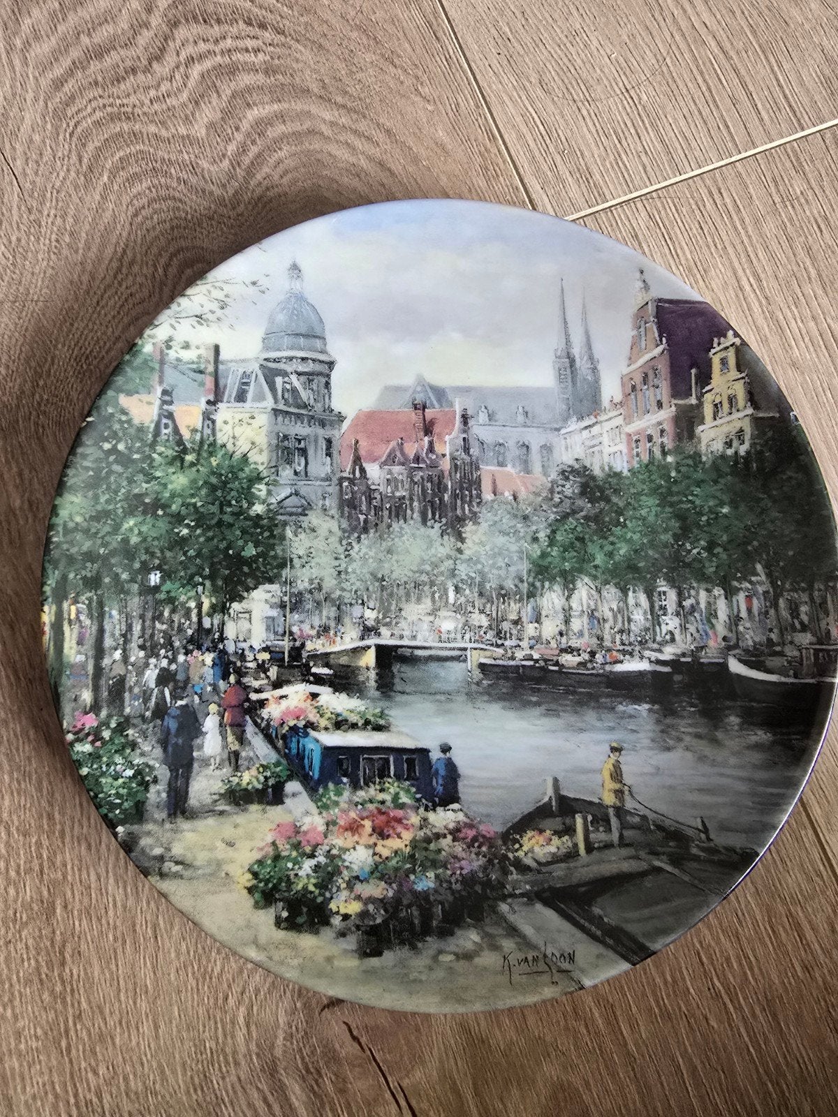 Koninklijke Mosa 'De Amsterdamse Bloemengracht' sierbord, Ophalen of Verzenden