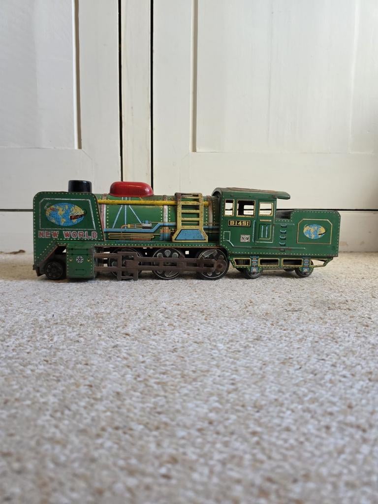 Grote Marusan oud blikken speelgoed locomotief trein, Antiek en Kunst, Ophalen of Verzenden