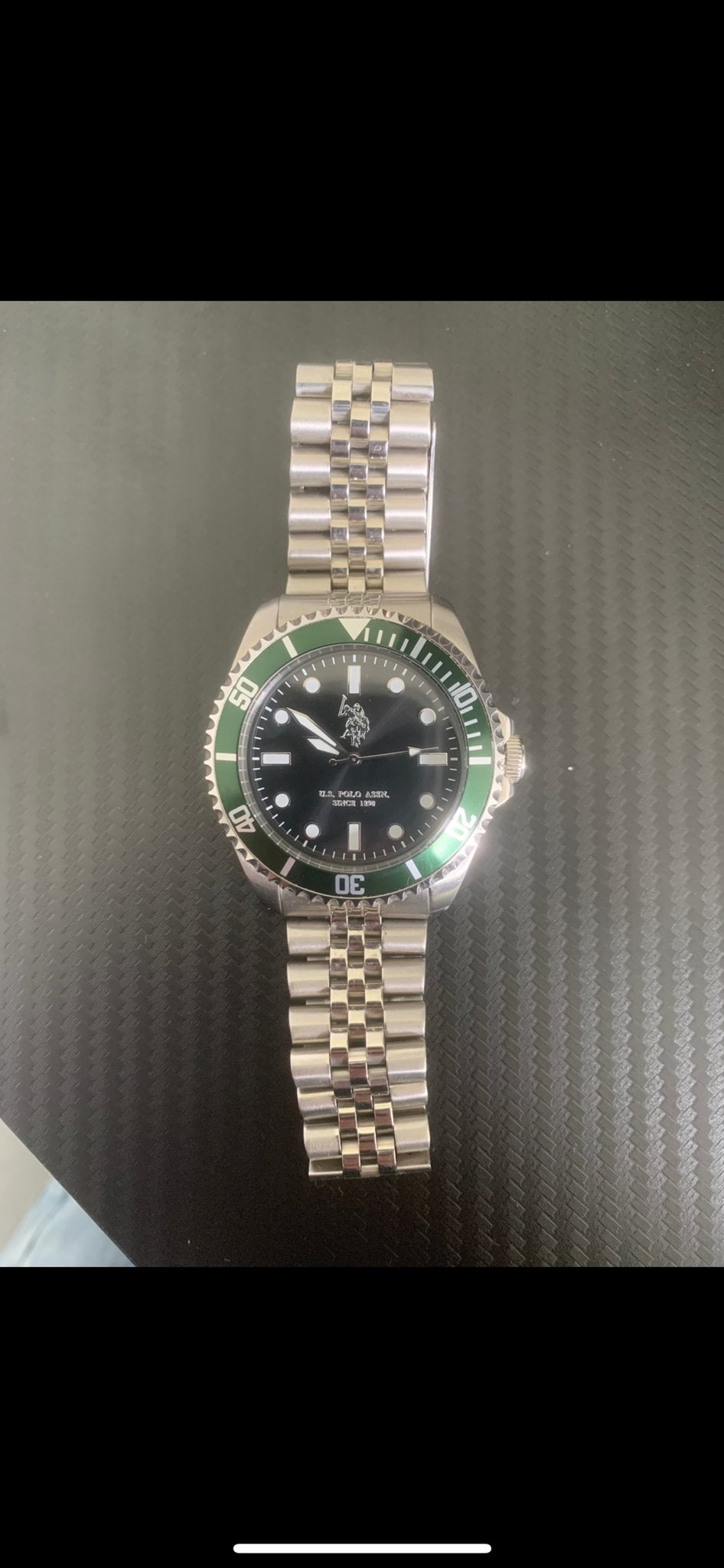 U.S. Polo Assn. Herenhorloge met Groene Bezel, Sieraden, Tassen en Uiterlijk, Overige merken, Staal, Polshorloge, Ophalen of Verzenden
