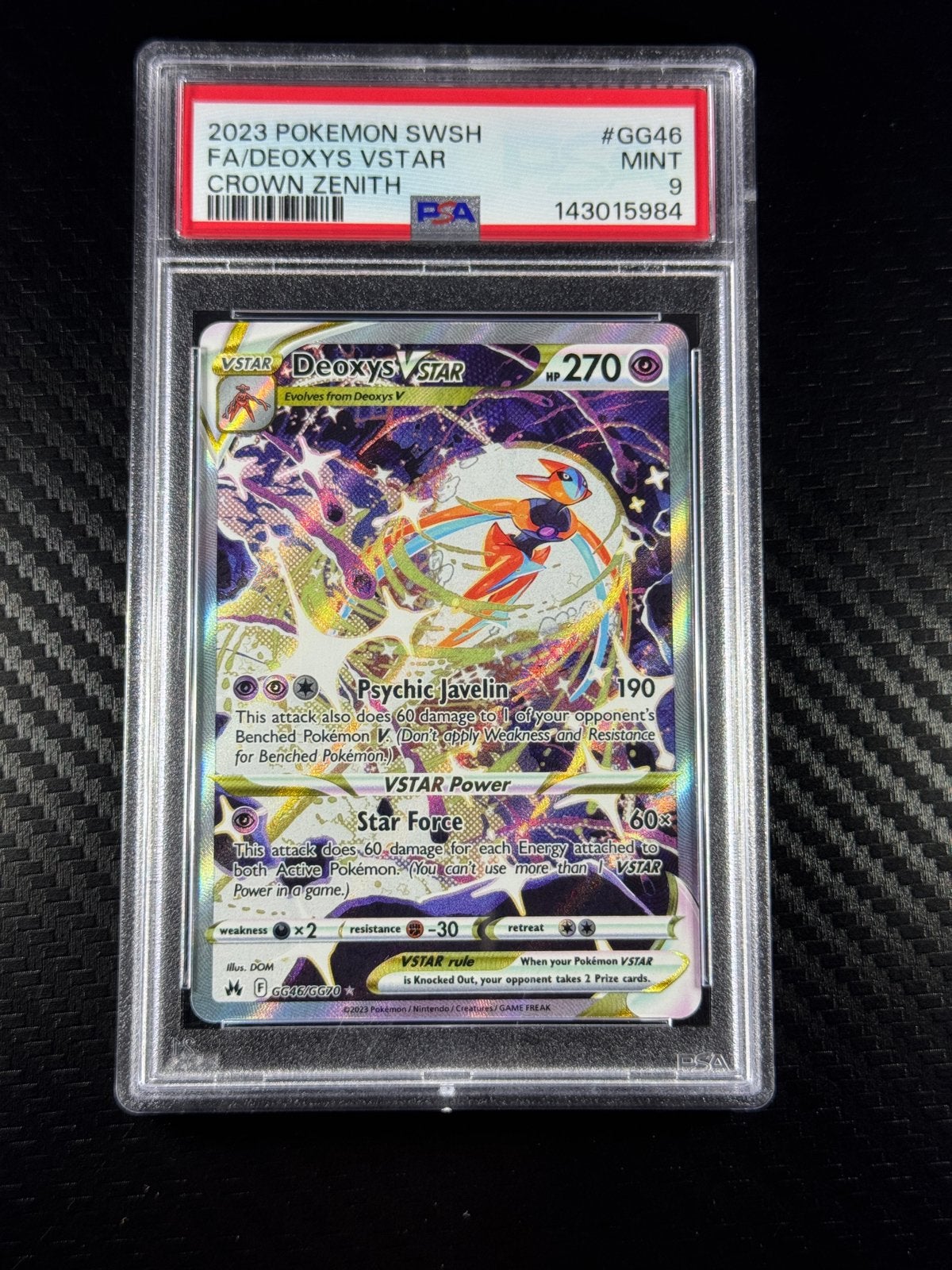 Deoxys VSTAR | PSA 9 | Psychic | Holo | 2023 | #GG46/GG70, Ophalen of Verzenden, Zo goed als nieuw