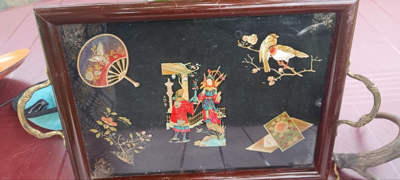 Vintage Oosterse Dienblad met Inlegwerk - 24x33 cm, Antiek en Kunst, Ophalen of Verzenden