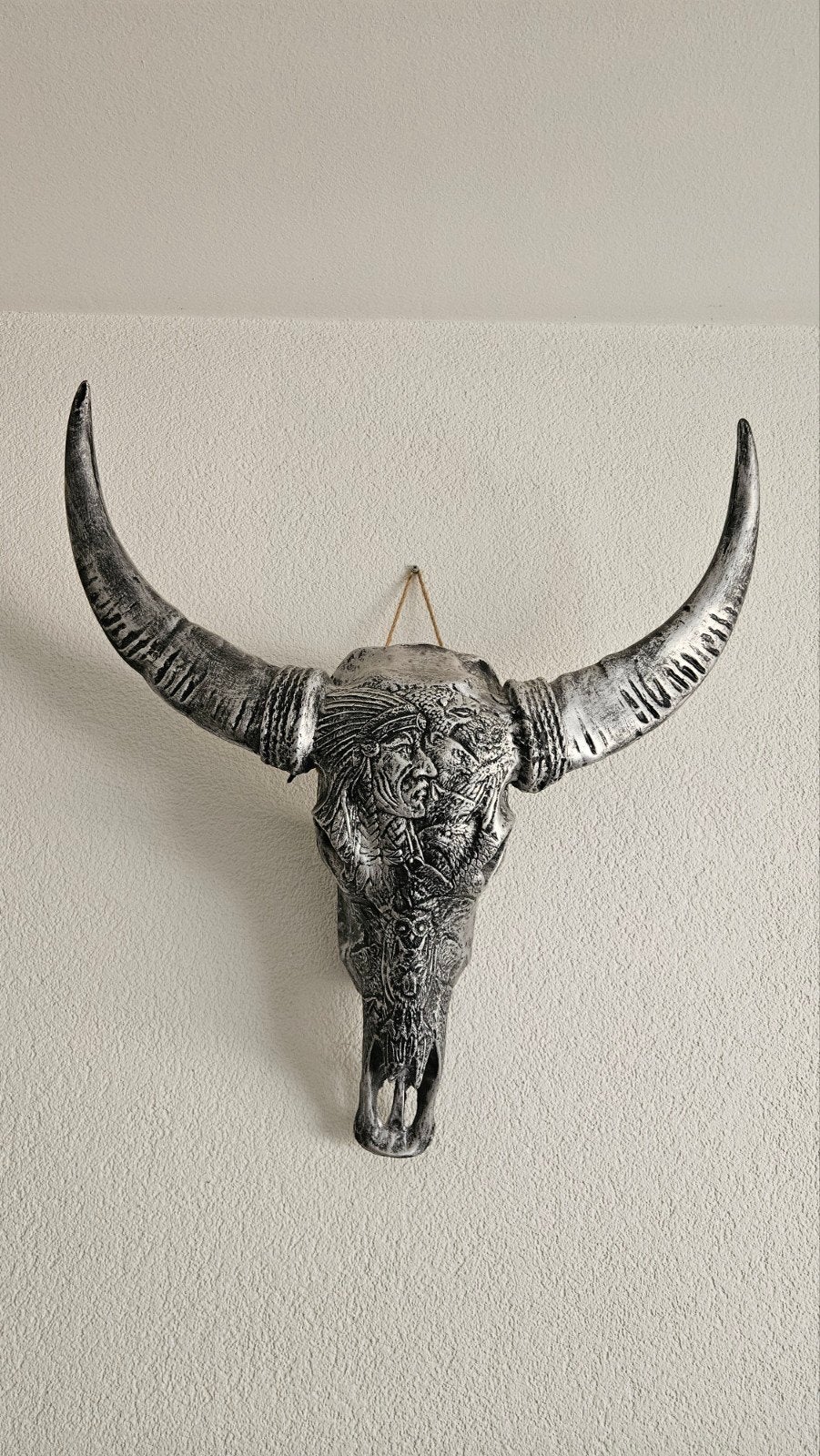 Decoratieve Buffelschedel Wanddecoratie - Zilver, Ophalen, Kunststof