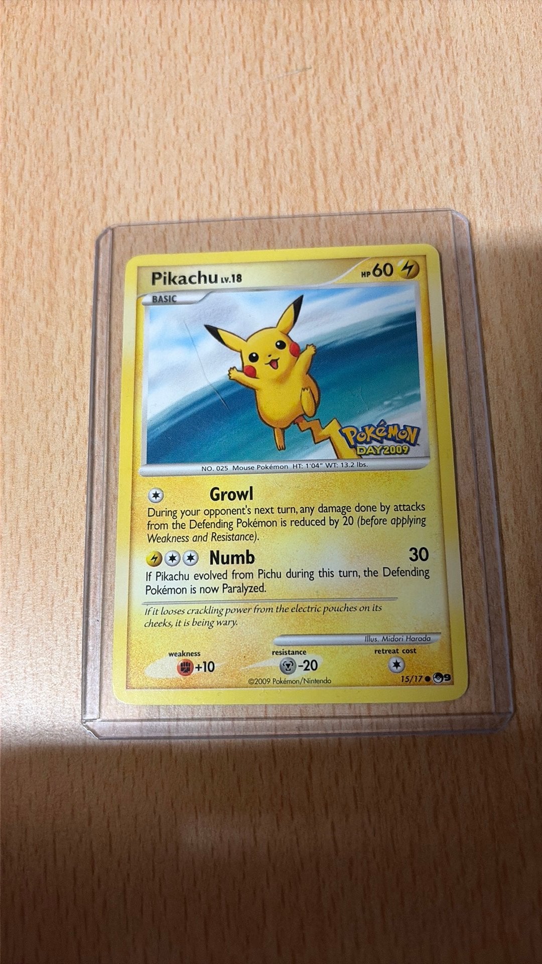 Pokemon kaart: pikachu lv.18 pokemon day 2009, Ophalen of Verzenden, Zo goed als nieuw