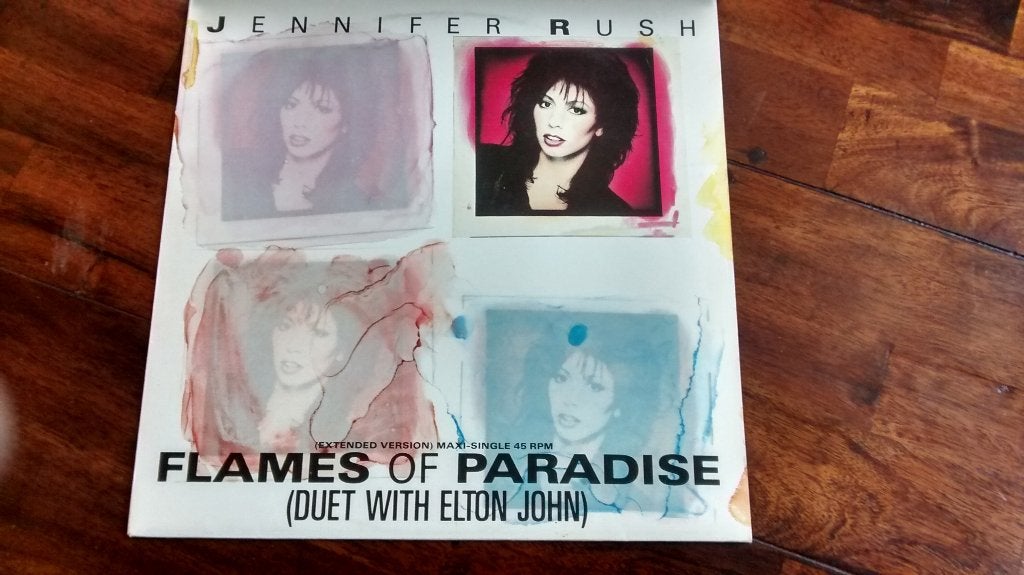 Maxi single - Jennifer Rush & Elton John - Flames of paradis, Ophalen of Verzenden, Zo goed als nieuw, Pop