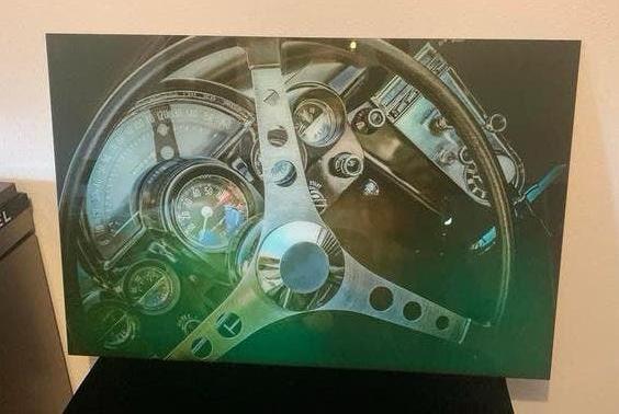 Schilderij op glas oldtimer auto, Huis en Inrichting, Ophalen, Zo goed als nieuw, Schilderij, 100 tot 125 cm