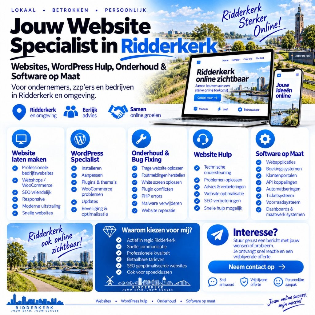 Website Laten Maken & WordPress Hulp Ridderkerk, Vacatures, Vanaf 3 jaar, Geschikt als bijbaan, Freelance of Uitzendbasis, 33 - 40 uur