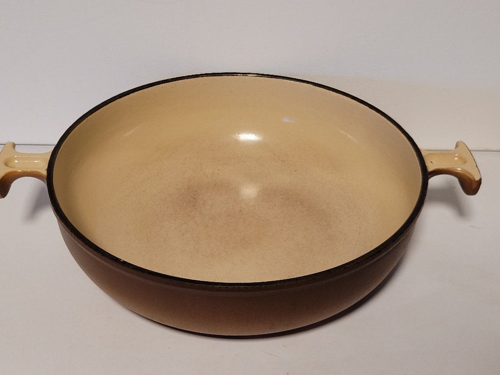 LE CREUSET Enzo Mari OVENSCHAAL / Braadpan / Schaal 22 cm, Gebruikt, Le Creuset, Ophalen of Verzenden, Met handvatten