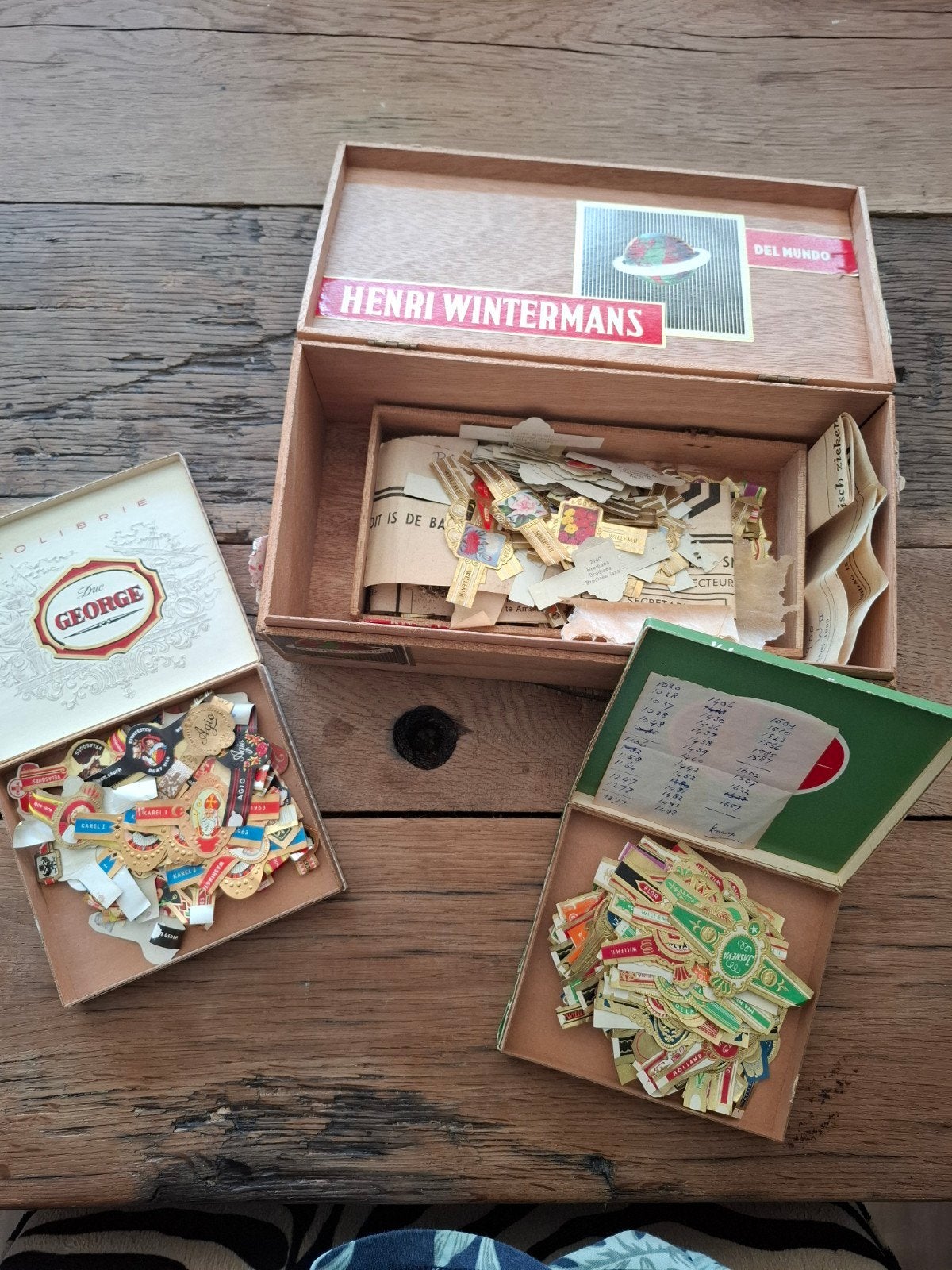 Grote collectie vintage sigarenbandjes in dozen, Ophalen of Verzenden, Gebruikt