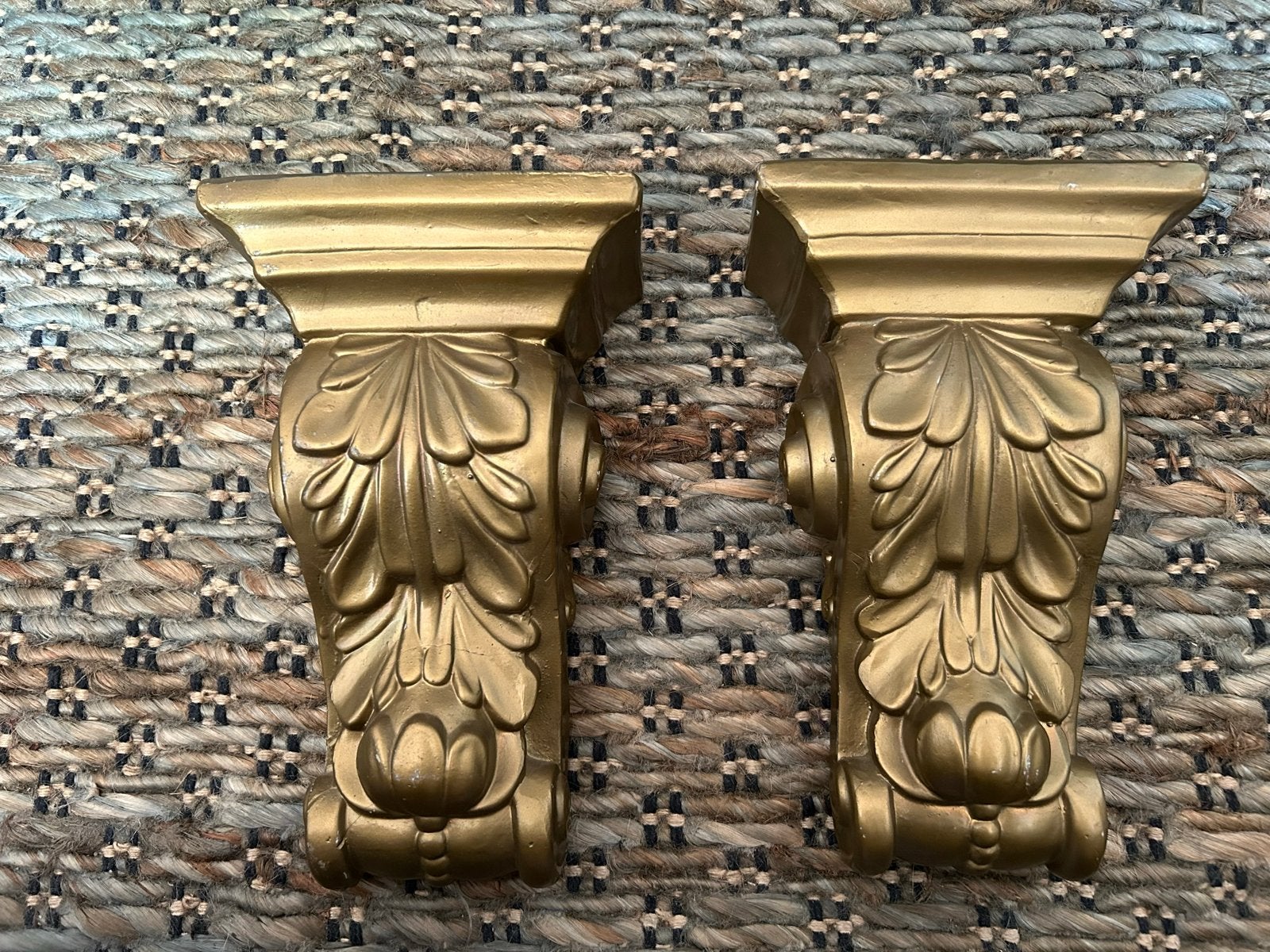 Set van 2 Gouden Gipsen Ornamenten / Decoratieve Steunen, Ophalen of Verzenden