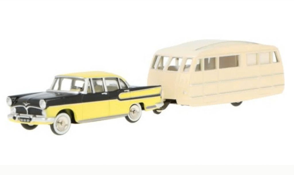 Simca Chambord geel 1958 & caravan Henon 1/43 NOREV CL5711