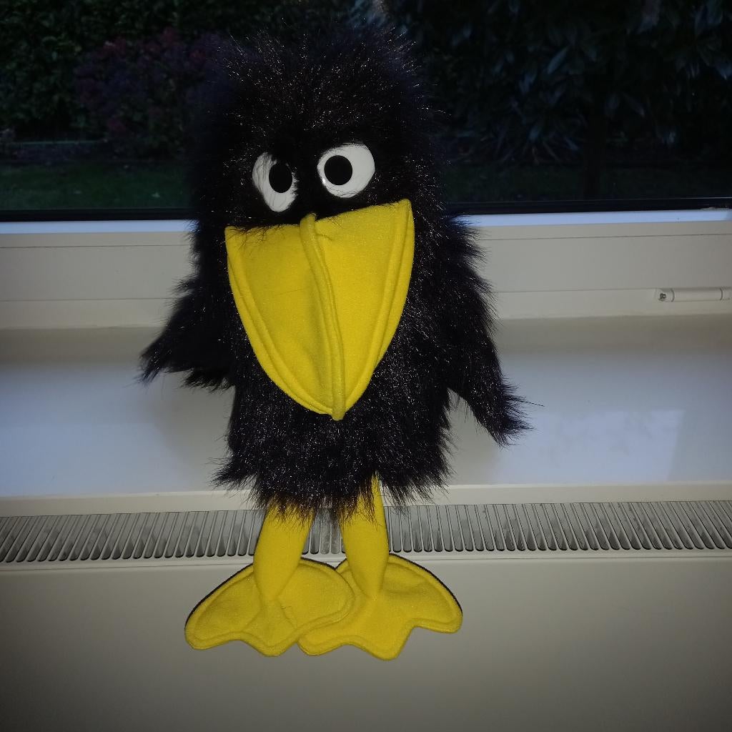 Handpop kraai/vogel 42 cm., Ophalen of Verzenden, Zo goed als nieuw, Overige typen