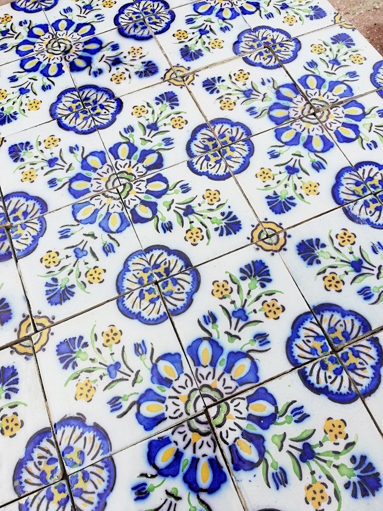 370 stuks antieke Franse tegels decor heldere kleuren