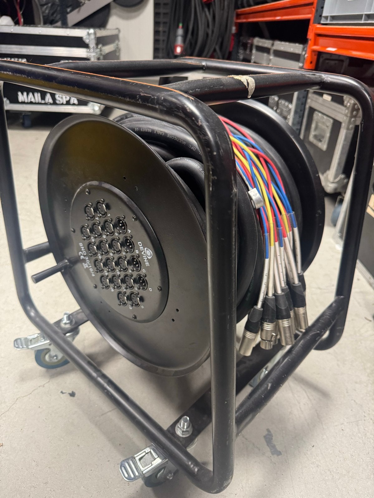 Kabelhaspel xlr 16/4 devine 30 meter, Ophalen, Gebruikt, Apparatuur