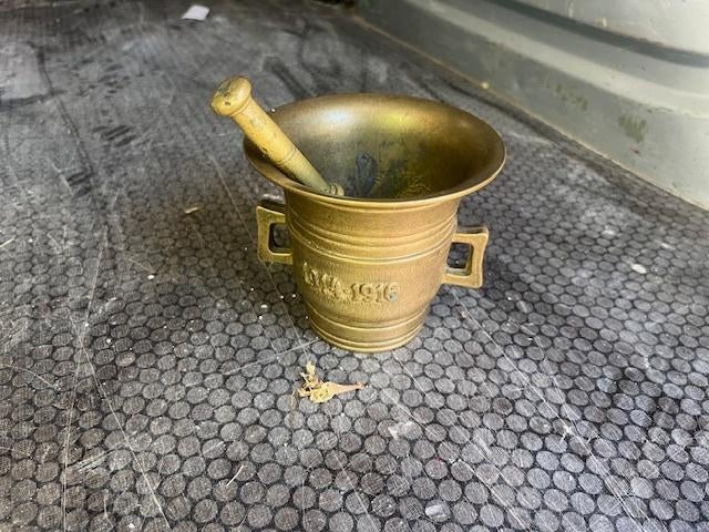 Vijzel messing, Ophalen of Verzenden, Brons
