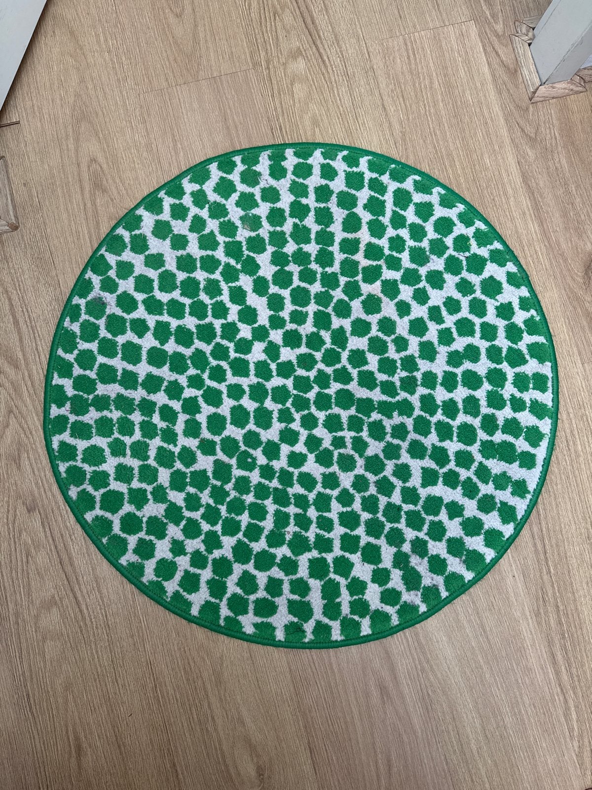Ikea rond vloerkleed groen/wit 75cm diameter, Gebruikt, Rond, Groen, 50 tot 100 cm