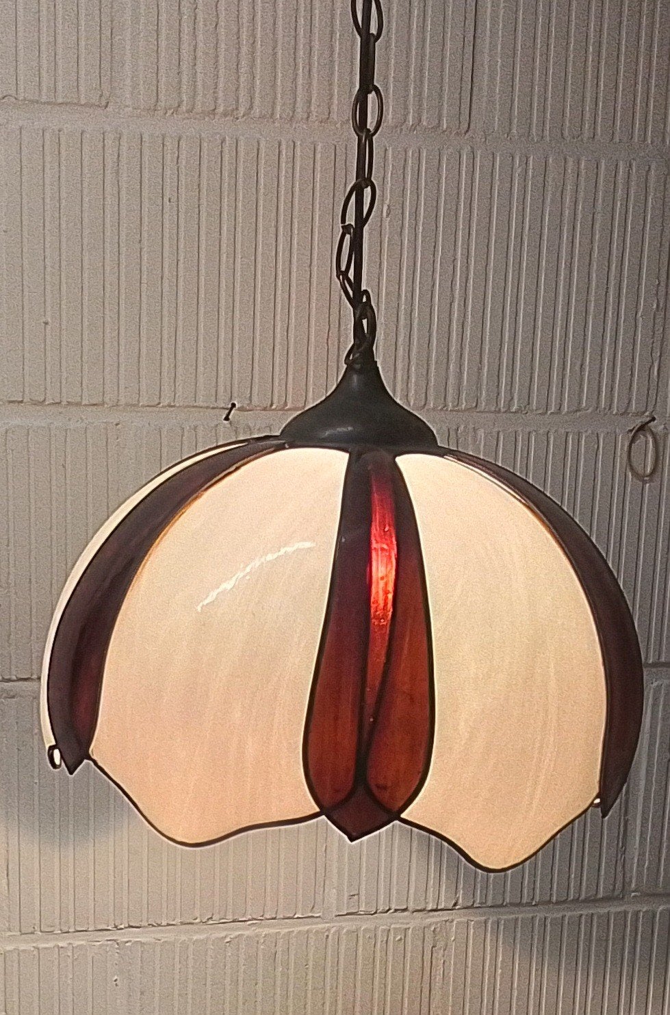 Vintage Tiffany Stijl Hanglamp - Glas in Lood, Ophalen of Verzenden