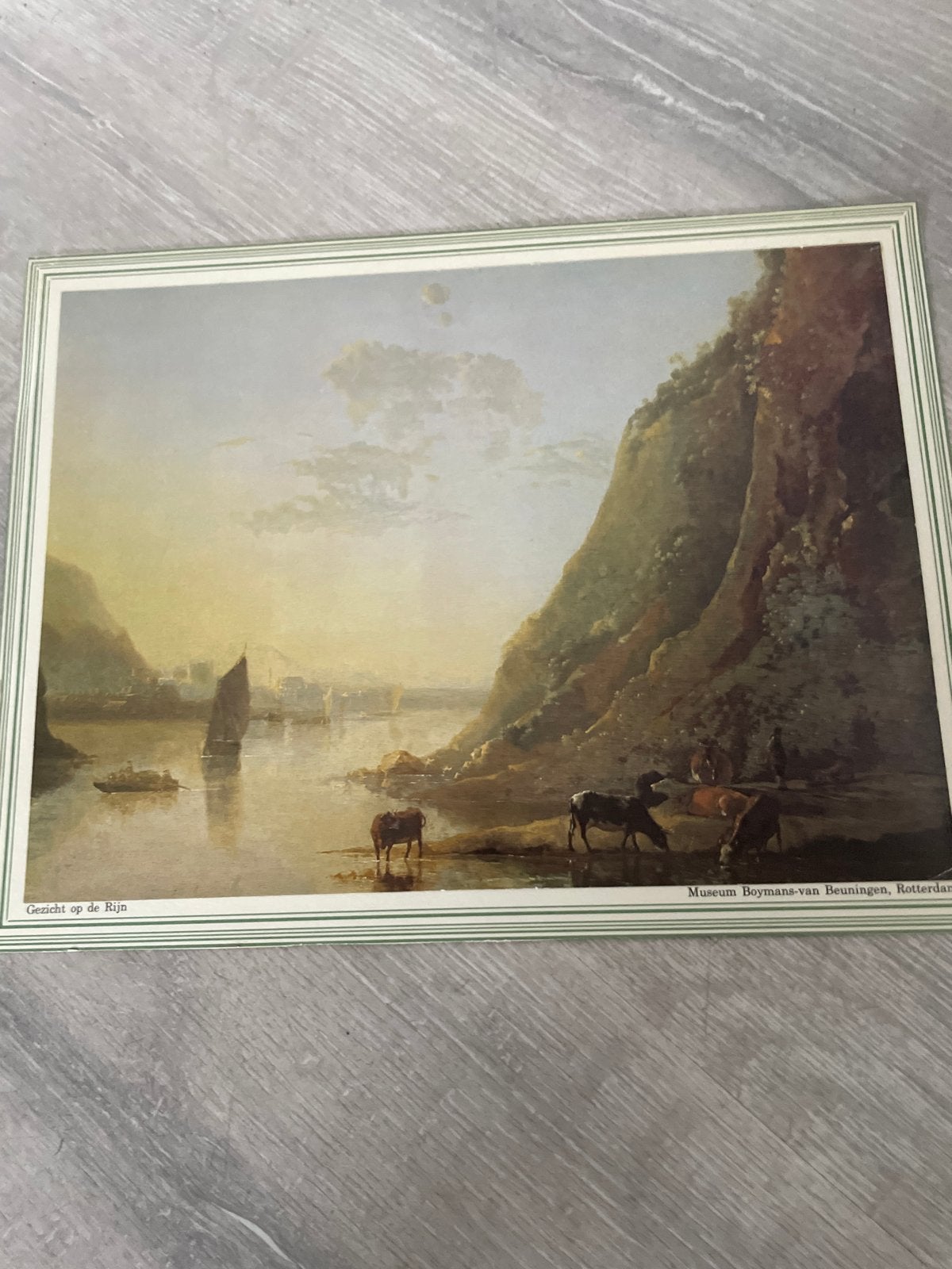 Klassiek schilderij: Gezicht op de Rijn, Museum Boijmans, Antiek en Kunst, Ophalen of Verzenden, Landschap, Klassiek, Print