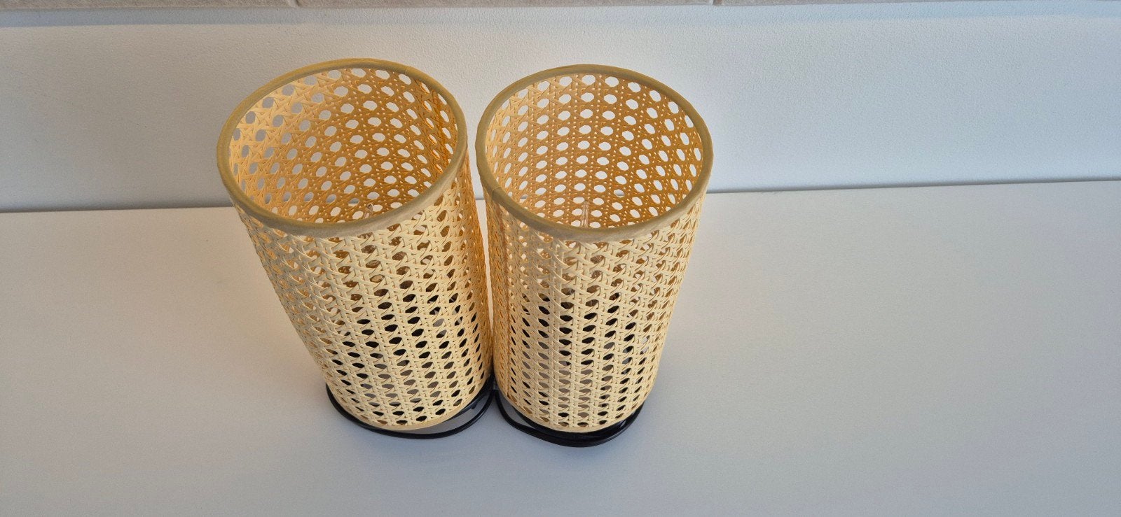 Set van 2 IKEA KHYTTAN tafellampen, rotan, Ophalen, Zo goed als nieuw, Bohemian, Scandinavisch, Natuurlijk