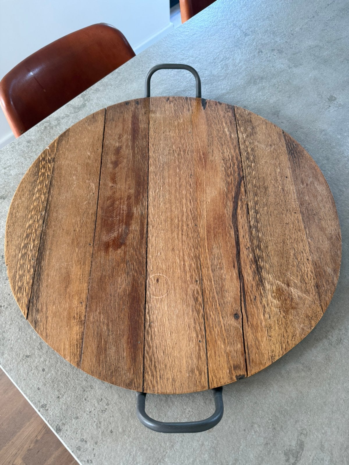 Dienblad -hapjes plank, Huis en Inrichting, Ophalen, Zo goed als nieuw, Rond, Hout