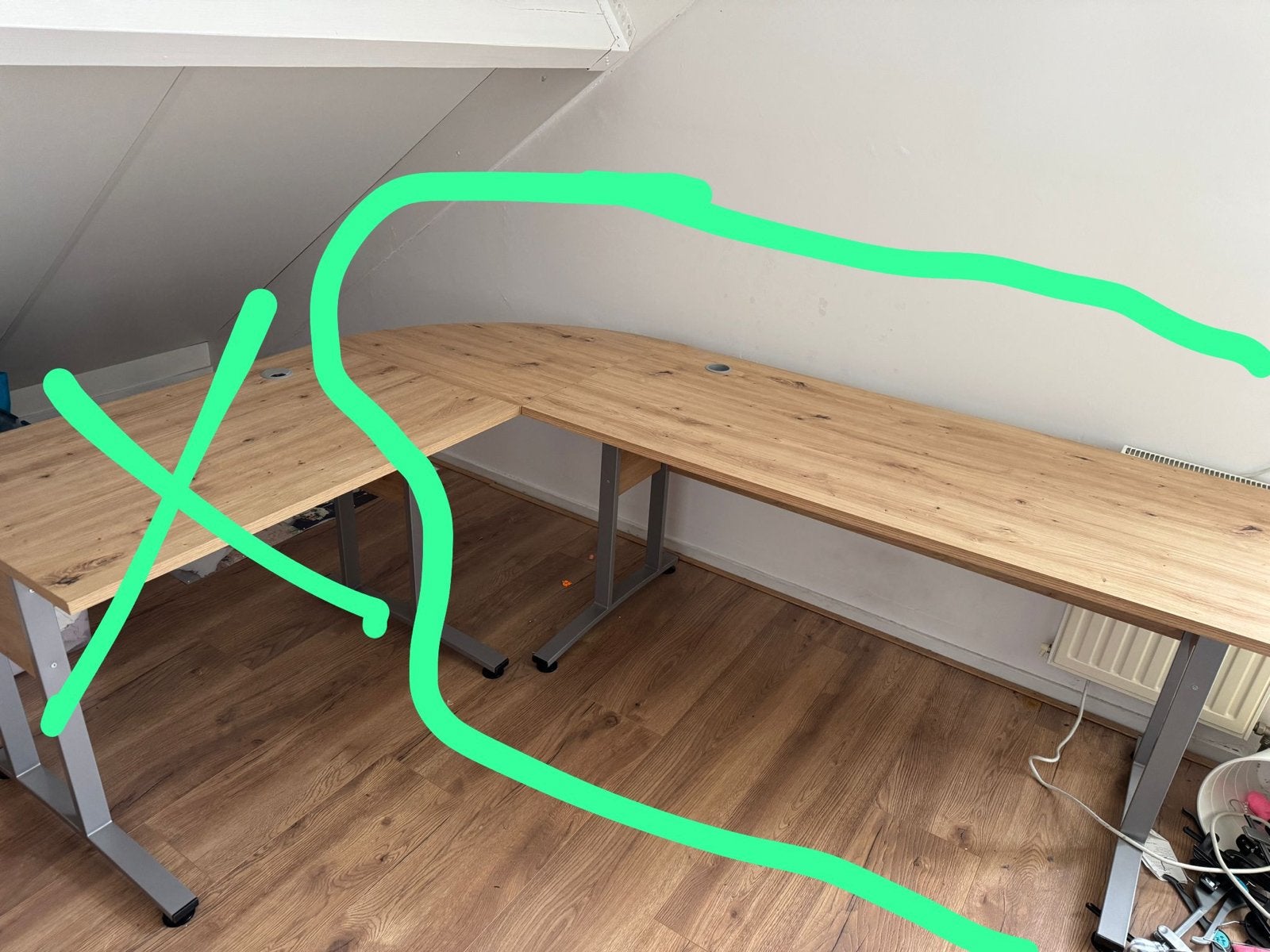 Hoekbureau in hout en metaal, Huis en Inrichting, Ophalen, Opbergruimte, Gebruikt, Hout