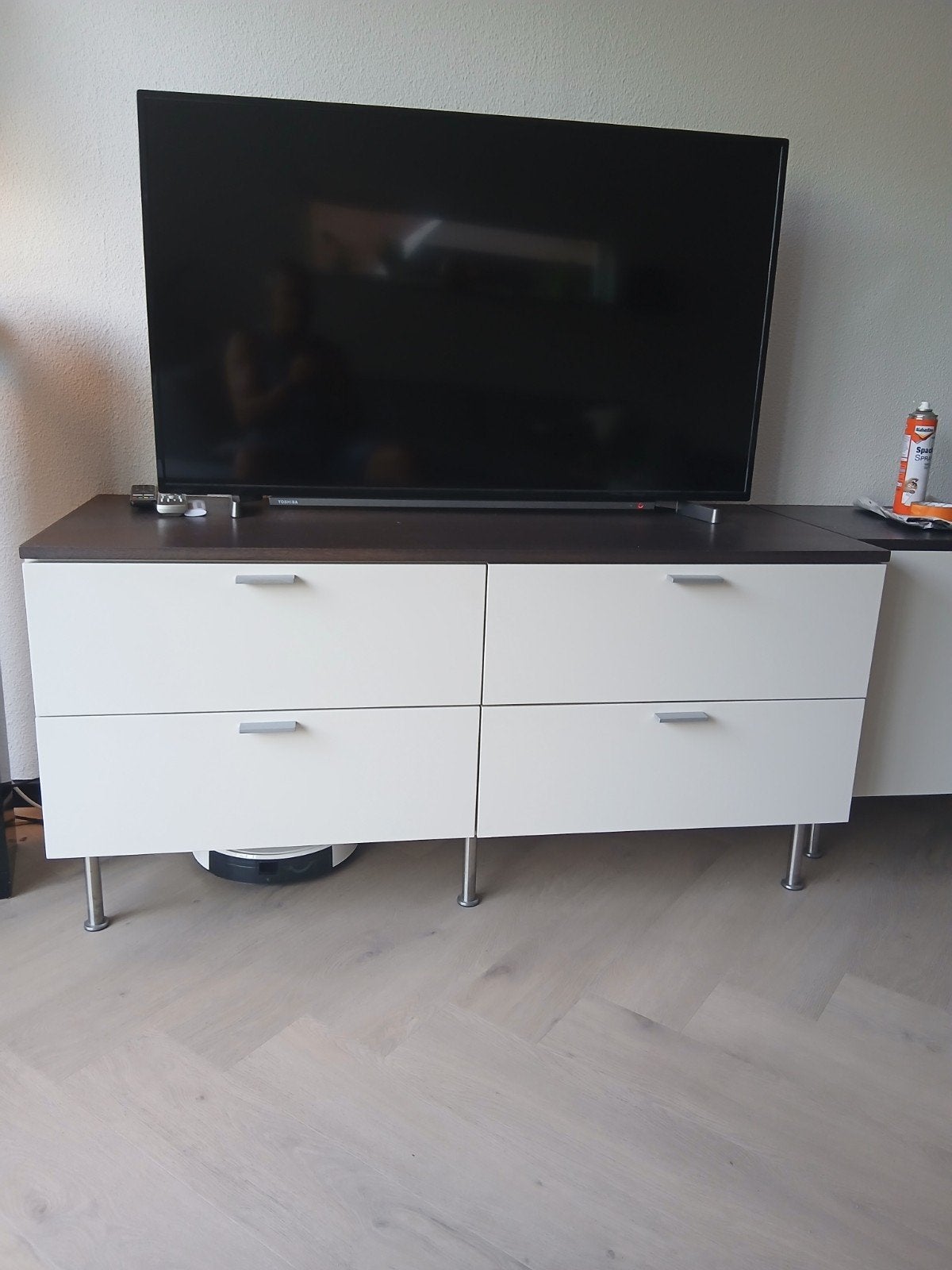 Interlubke kasten alpinewit/wenge', Overige houtsoorten, Gebruikt, 100 tot 150 cm, Ophalen of Verzenden